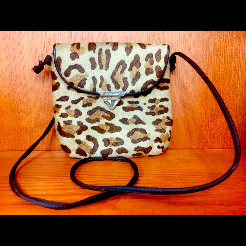 Vintage leopard / Calf Hair Crossbody bag 7.5 x 7”